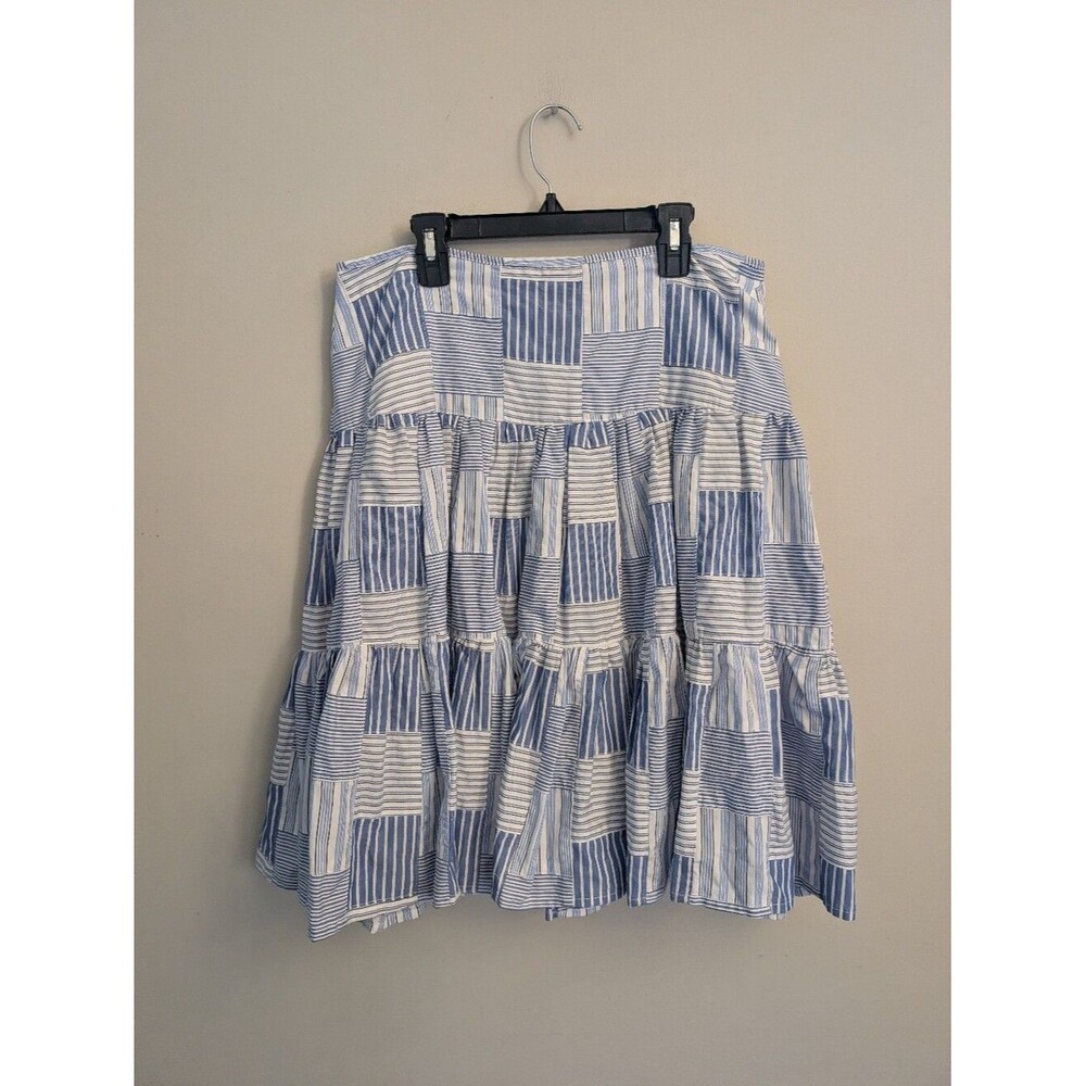 American Living Blue Patchwork Tiered Skirt Size 8